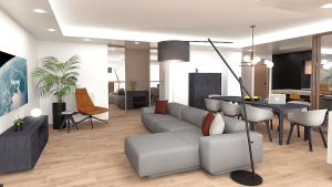 Vista 3D proyecto reforma integral vivienda en Ontinyent