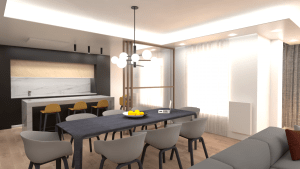 Vista 3D proyecto reforma integral vivienda en Ontinyent