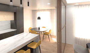 Vista 3D proyecto reforma integral vivienda en Ontinyent
