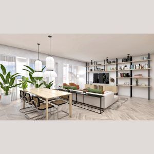 Diseño 3D de propuesta de reforma vivienda Monapart en Alicante centro