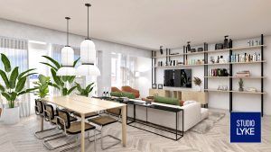 Diseño 3D de propuesta de reforma vivienda Monapart en Alicante centro