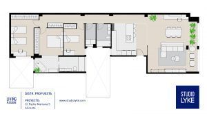 Diseño de propuesta de reforma vivienda Monapart en Alicante centro