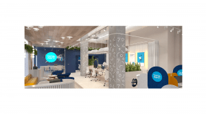 Diseño interior y reforma de Oficina inmobiliaria y coworking en Alicante 3D por STUDIOLYKE