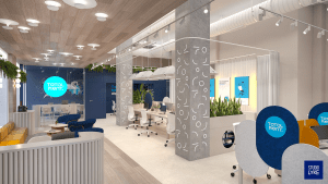 Diseño interior y reforma de Oficina inmobiliaria y coworking en Alicante 3D por STUDIOLYKE
