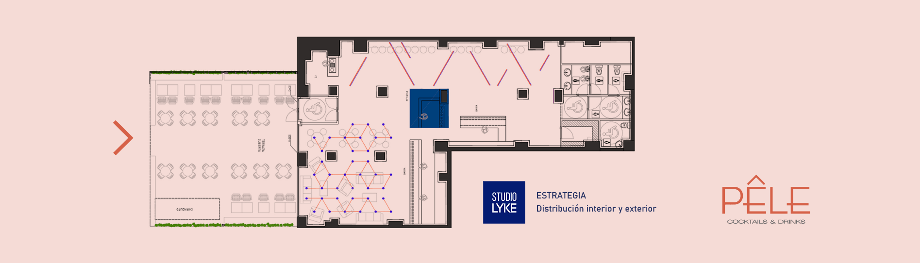 Pele pub coktails - Diseño de distribución e interiorismo para reforma en Alicante